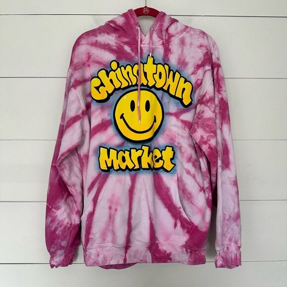 Chinatown Market Women’s Medium Pink Tie Dye Hoodie Sweatshirt - Picture 2 of 6